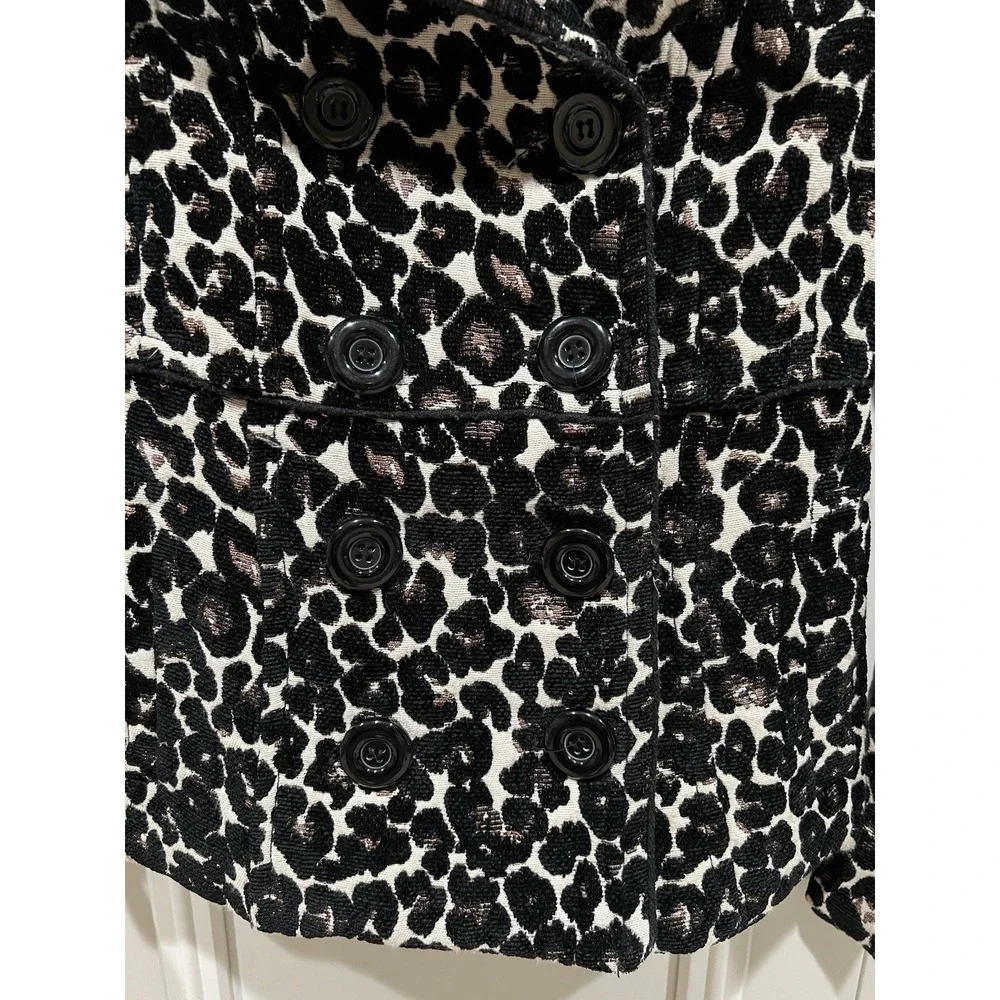 Wet‎ Seal Leopard Animal Print Double Breasted Carpet Bag Coat Size XS Mob Wife - Picture 7 of 11